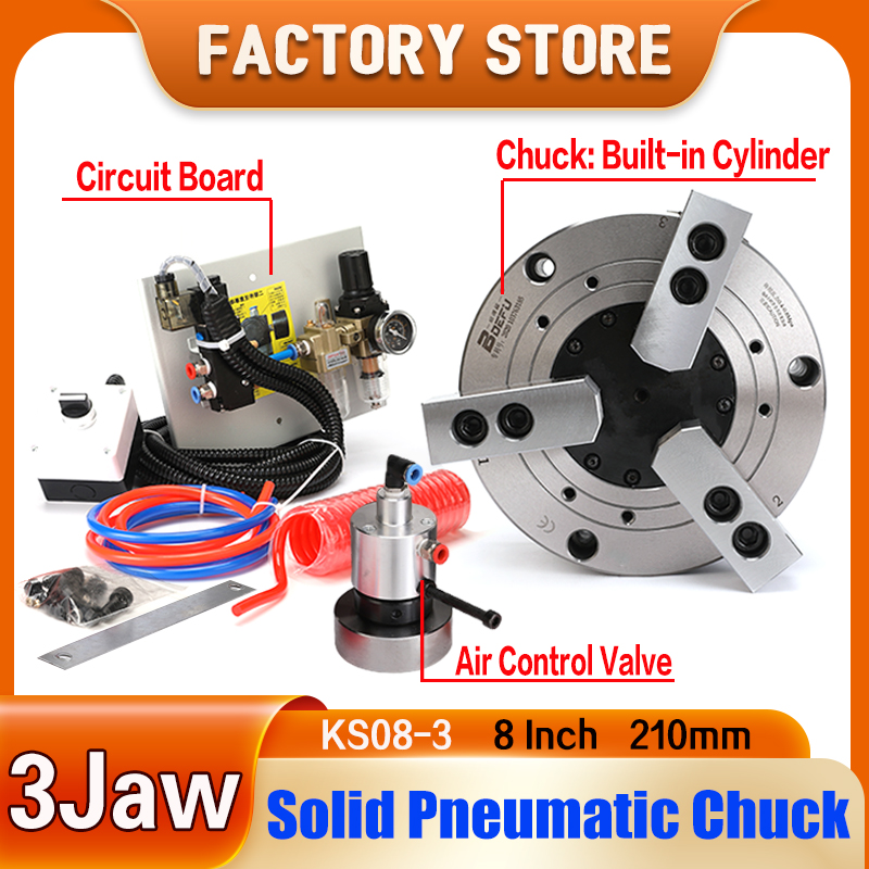 Power Tools Set - 8 inch 210mm 3-jaw Solid Pneumatic