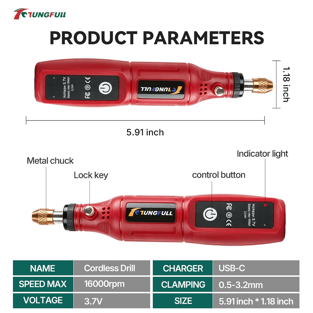 TUNGFULL 3.7V Cordless Rotary  - đánh giá và giá Power Tools Brand